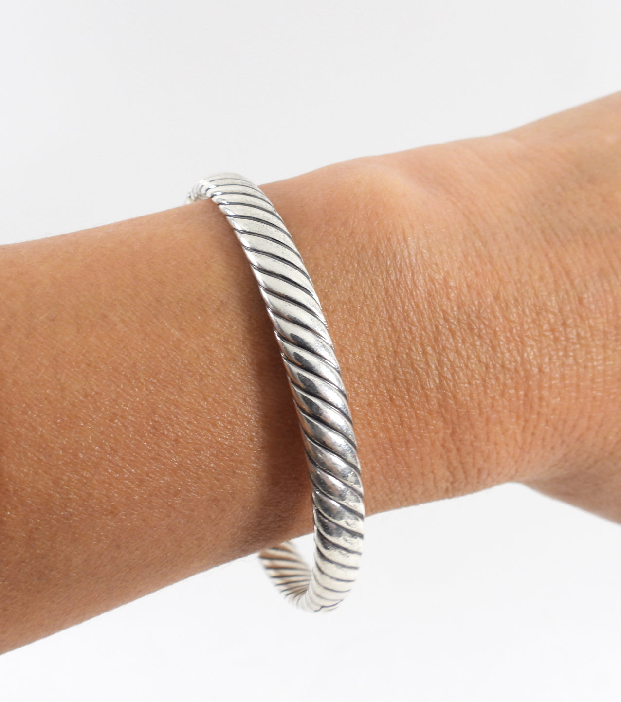 David Yurman Sterling Silver Cable Hinge Bangle Bracelet