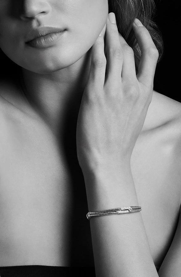 David Yurman Petite Pave Diamond and Sterling Labyrinth Loop Bracelet