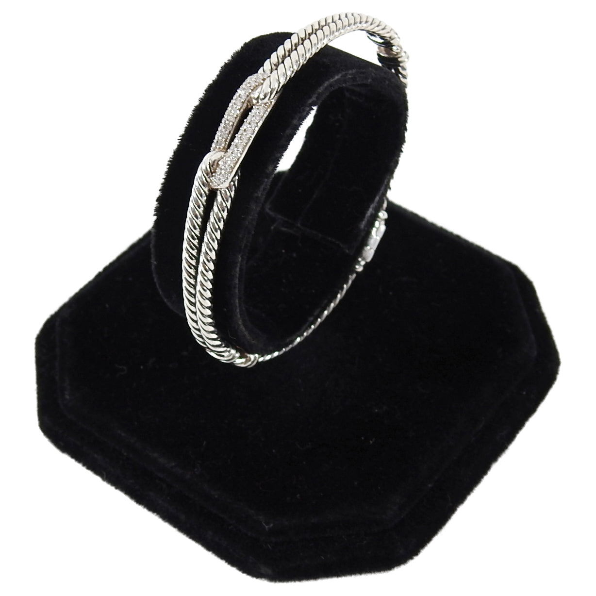 David Yurman Petite Pave Diamond and Sterling Labyrinth Loop Bracelet
