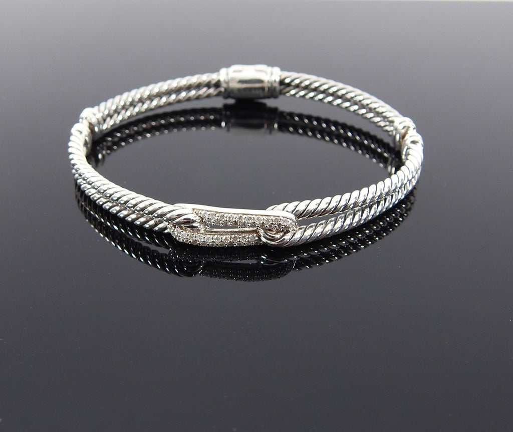 David Yurman Petite Pave Diamond and Sterling Labyrinth Loop Bracelet