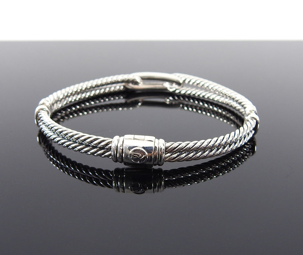 David Yurman Petite Pave Diamond and Sterling Labyrinth Loop Bracelet
