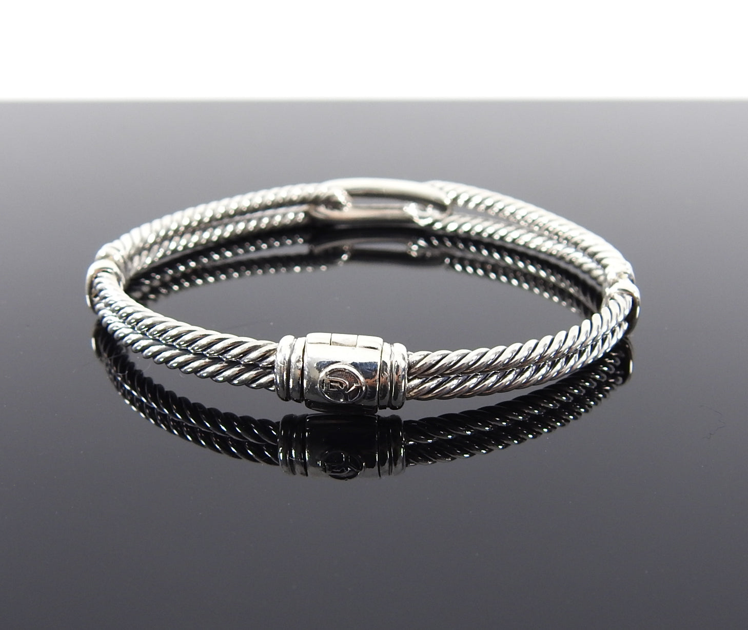 David Yurman Petite Pave Diamond and Sterling Labyrinth Loop Bracelet