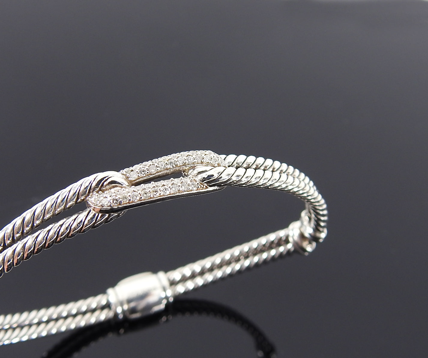 David Yurman Petite Pave Diamond and Sterling Labyrinth Loop Bracelet