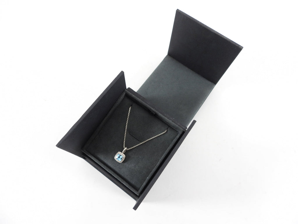 David Yurman Petit Albion Sterling Diamond Blue Topaz Necklace