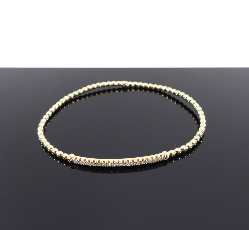 David Yurman 18k Yellow Gold Petite Pave Bead Flex Bracelet