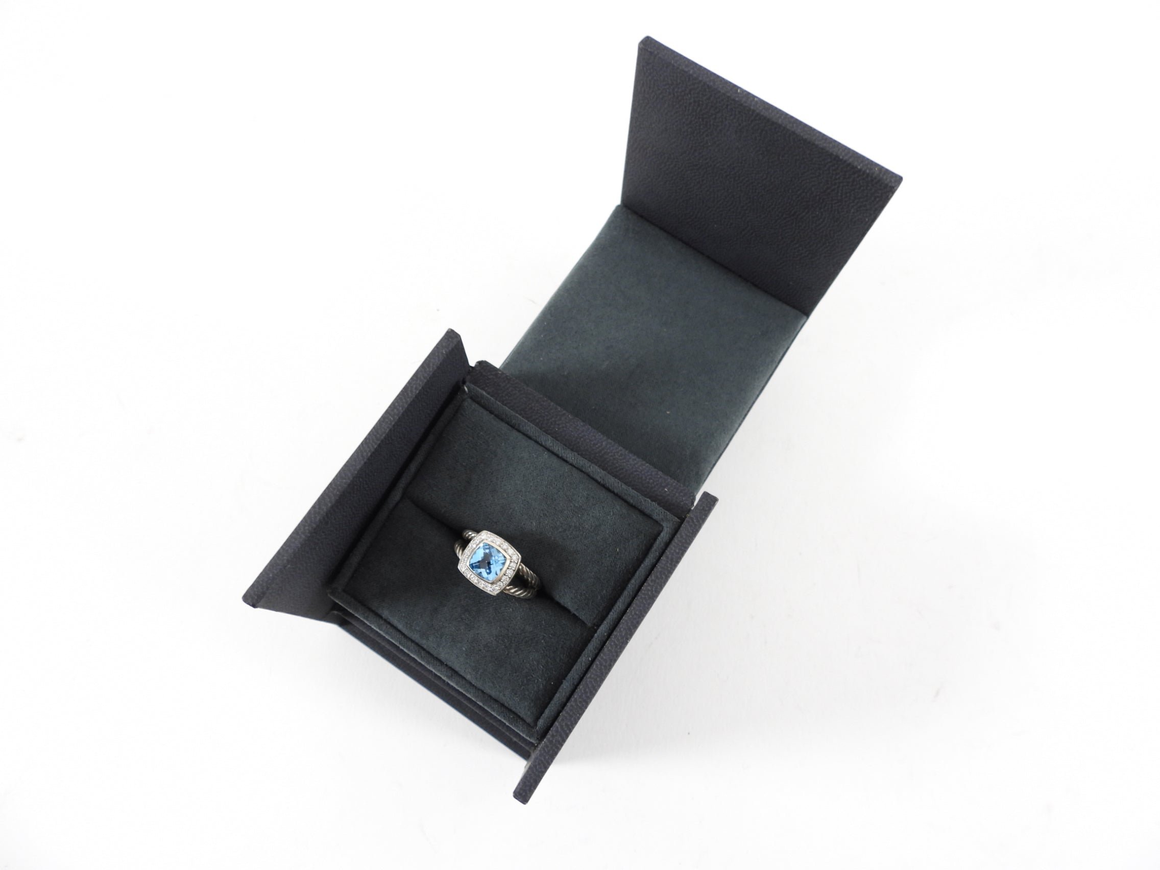 David Yurman Albion Blue Topaz Diamond Ring - 6.75
