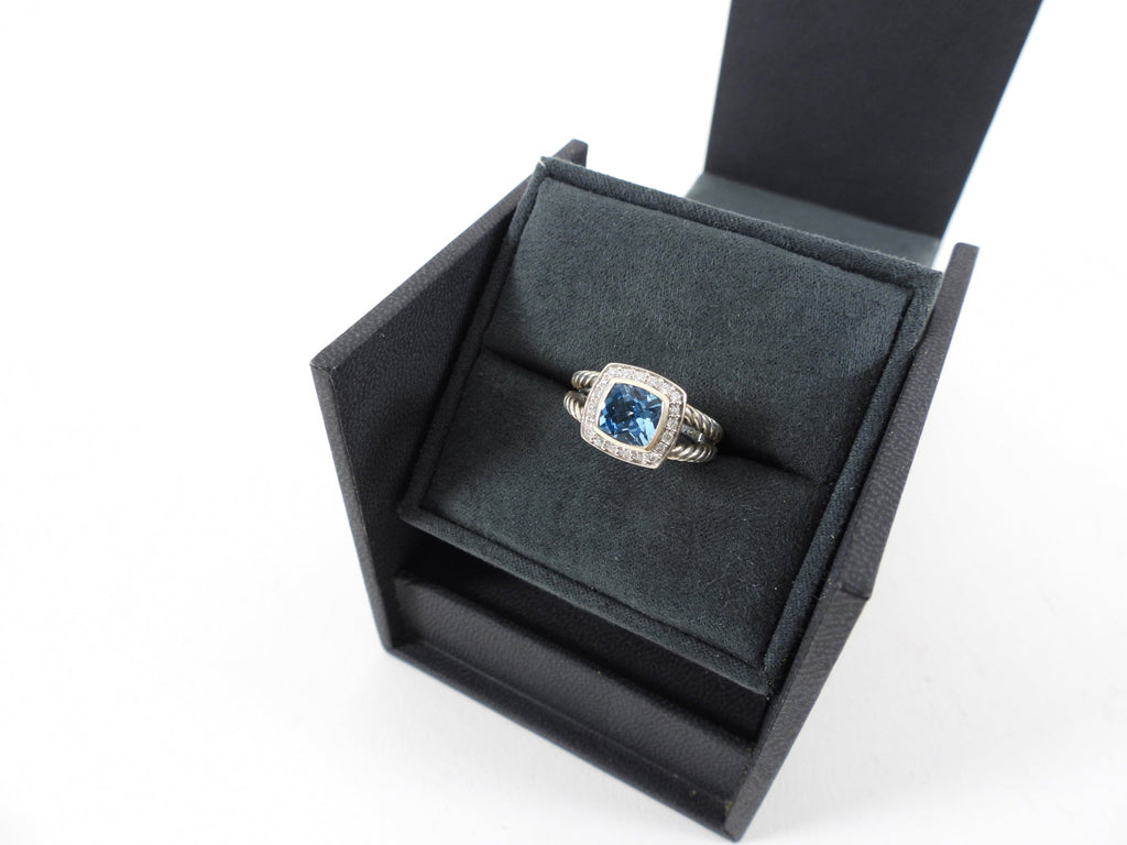 David Yurman Albion Blue Topaz Diamond Ring - 6.75