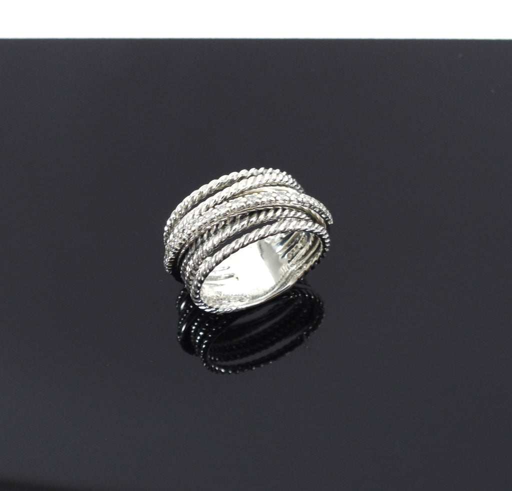 David Yurman Crossover Ring with Diamonds - 7