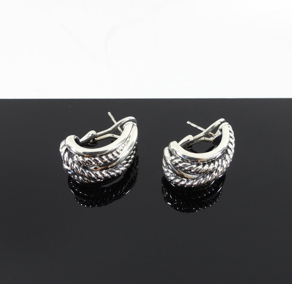 David Yurman Sterling Silver Crossover Cable Shrimp Earrings