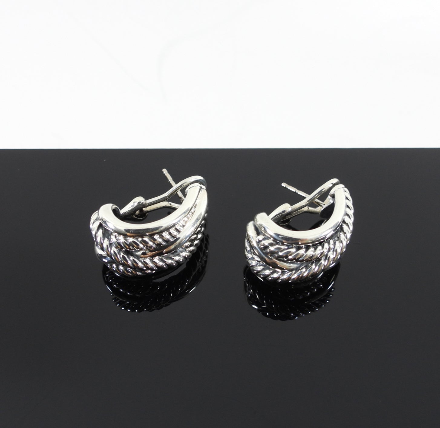 David Yurman Sterling Silver Crossover Cable Shrimp Earrings