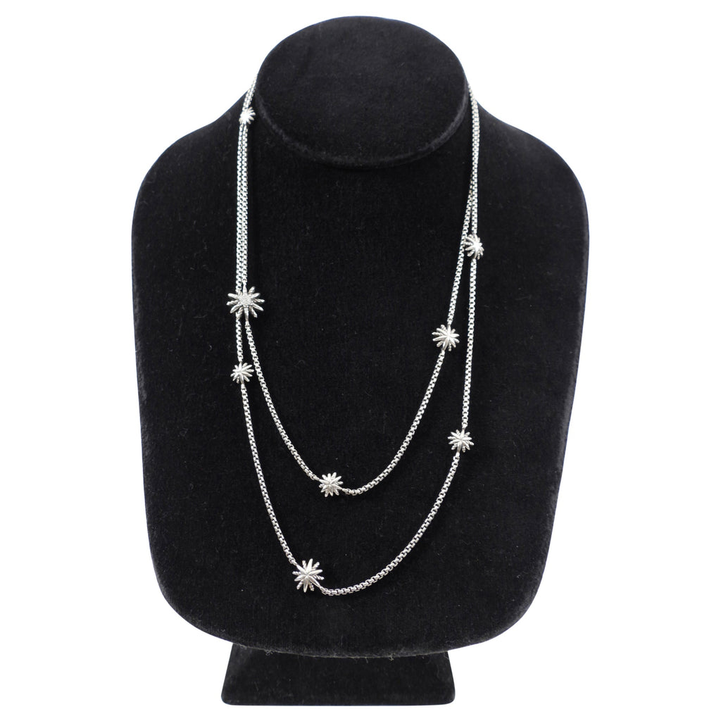 David Yurman Sterling Silver Starburst Diamond Station Long Necklace