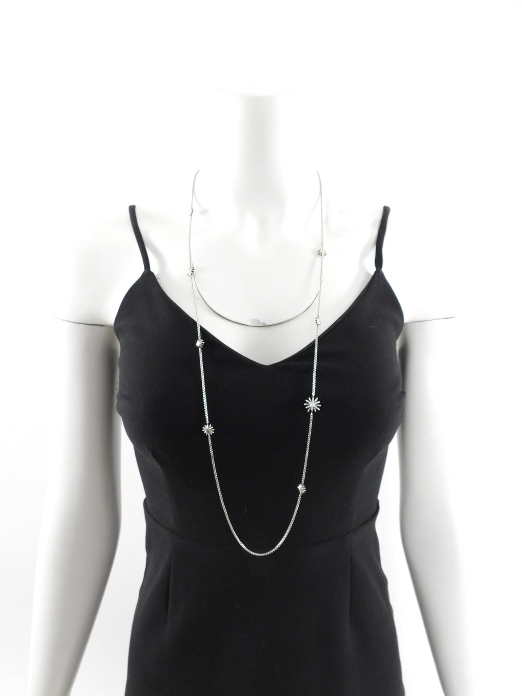 David Yurman Sterling Silver Starburst Diamond Station Long Necklace