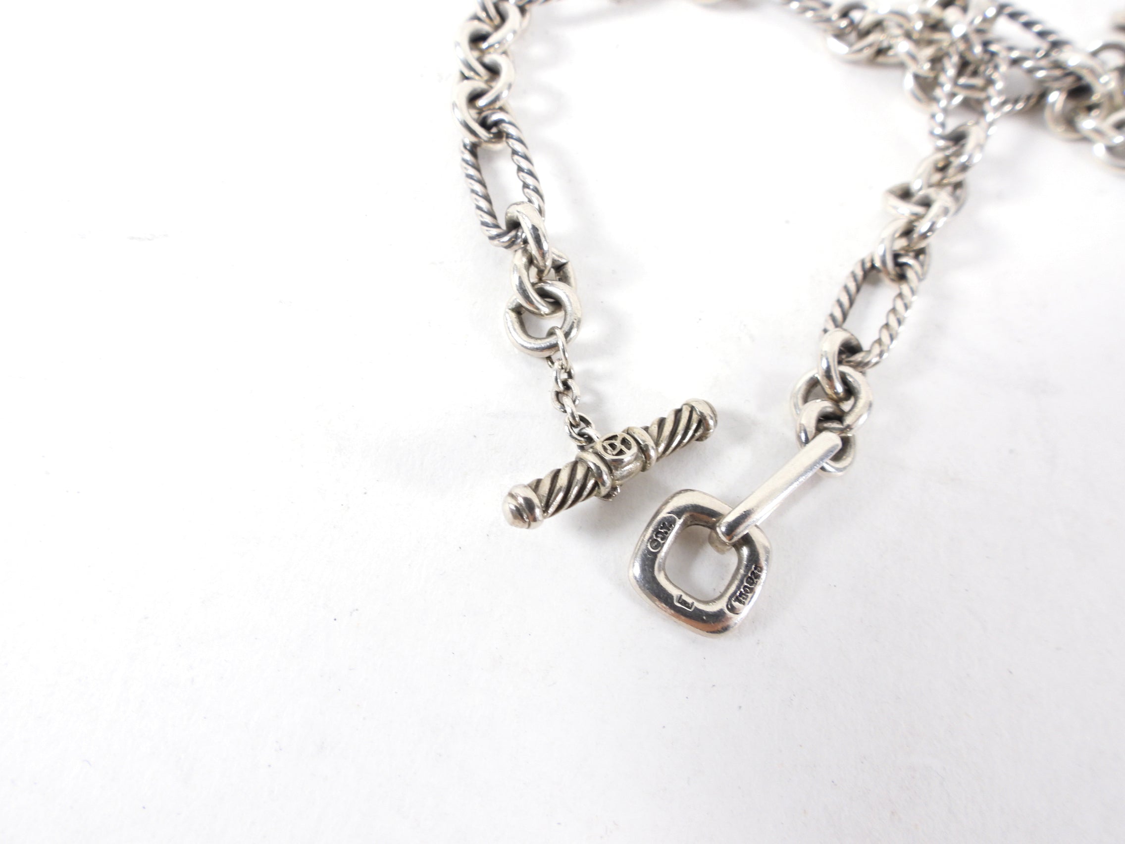 David Yurman Sterling Silver 18k Turquoise Figaro Chain Necklace