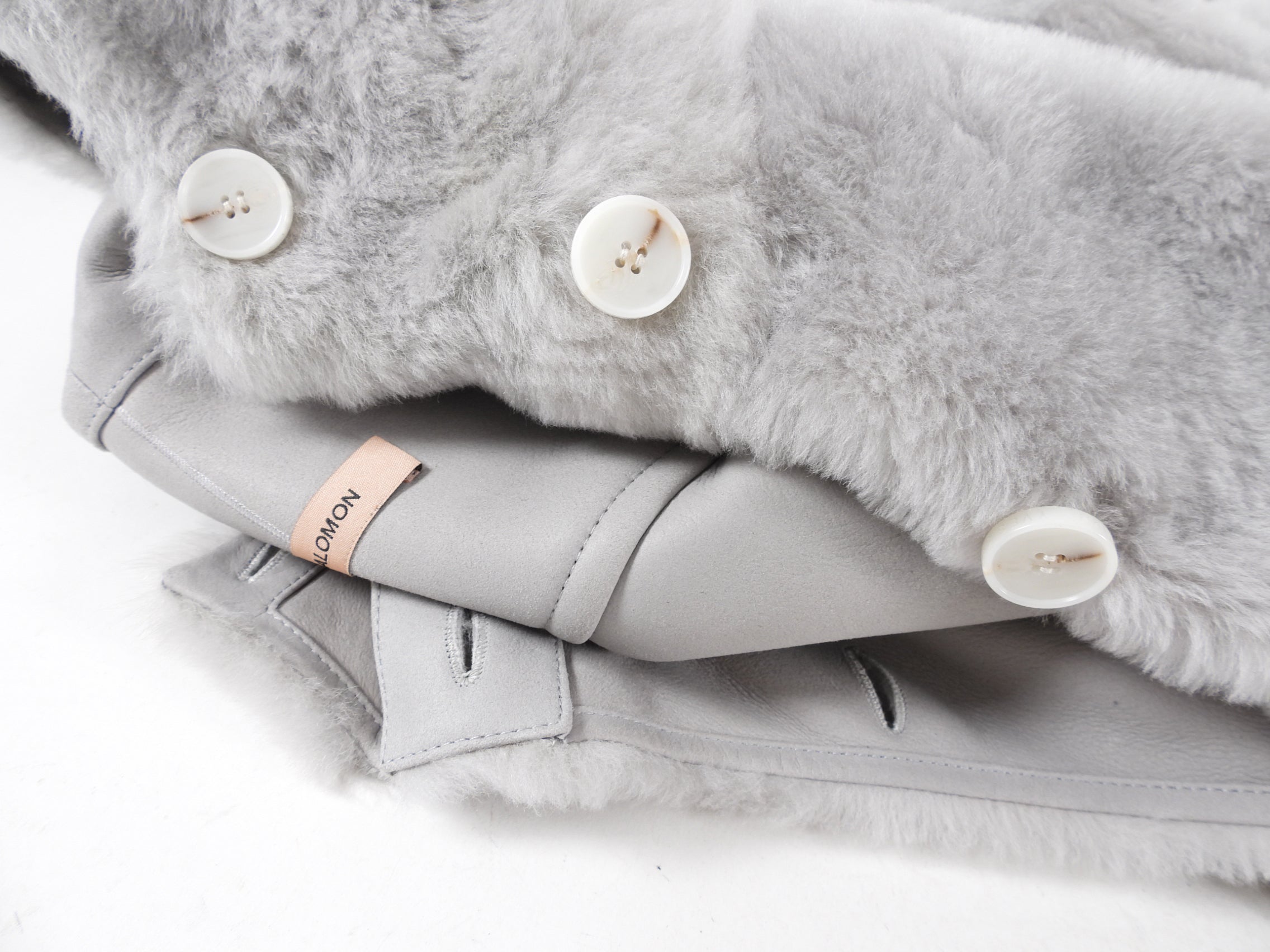 Yves Salomon Grey Shearling Hooded Lacon Jacket - XS/S