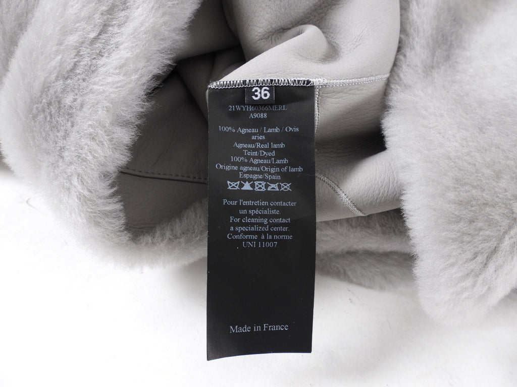 Yves Salomon Grey Shearling Hooded Lacon Jacket - XS/S