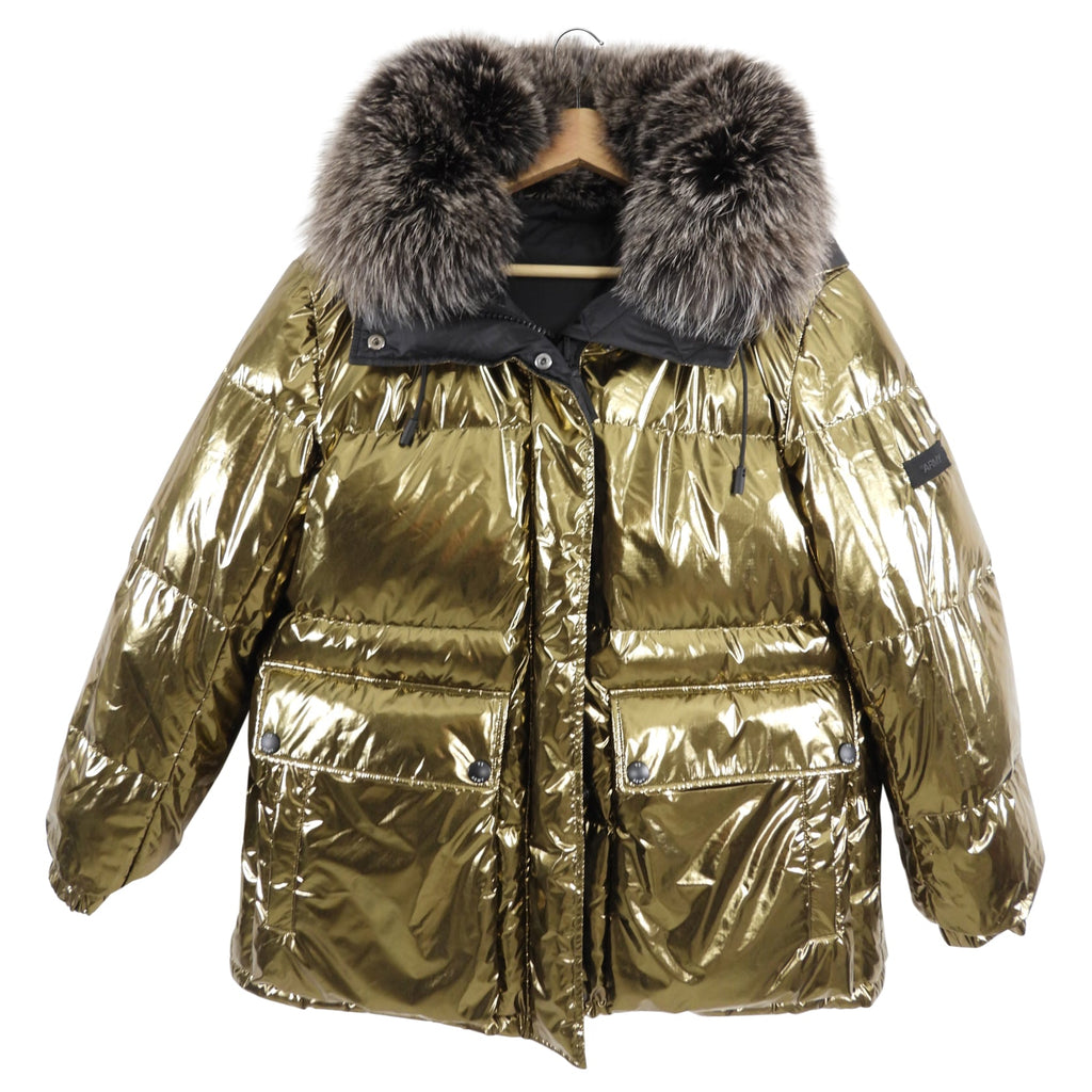 Yves Salomon Army Reversible Gold Black Metallic Parka - S / 6