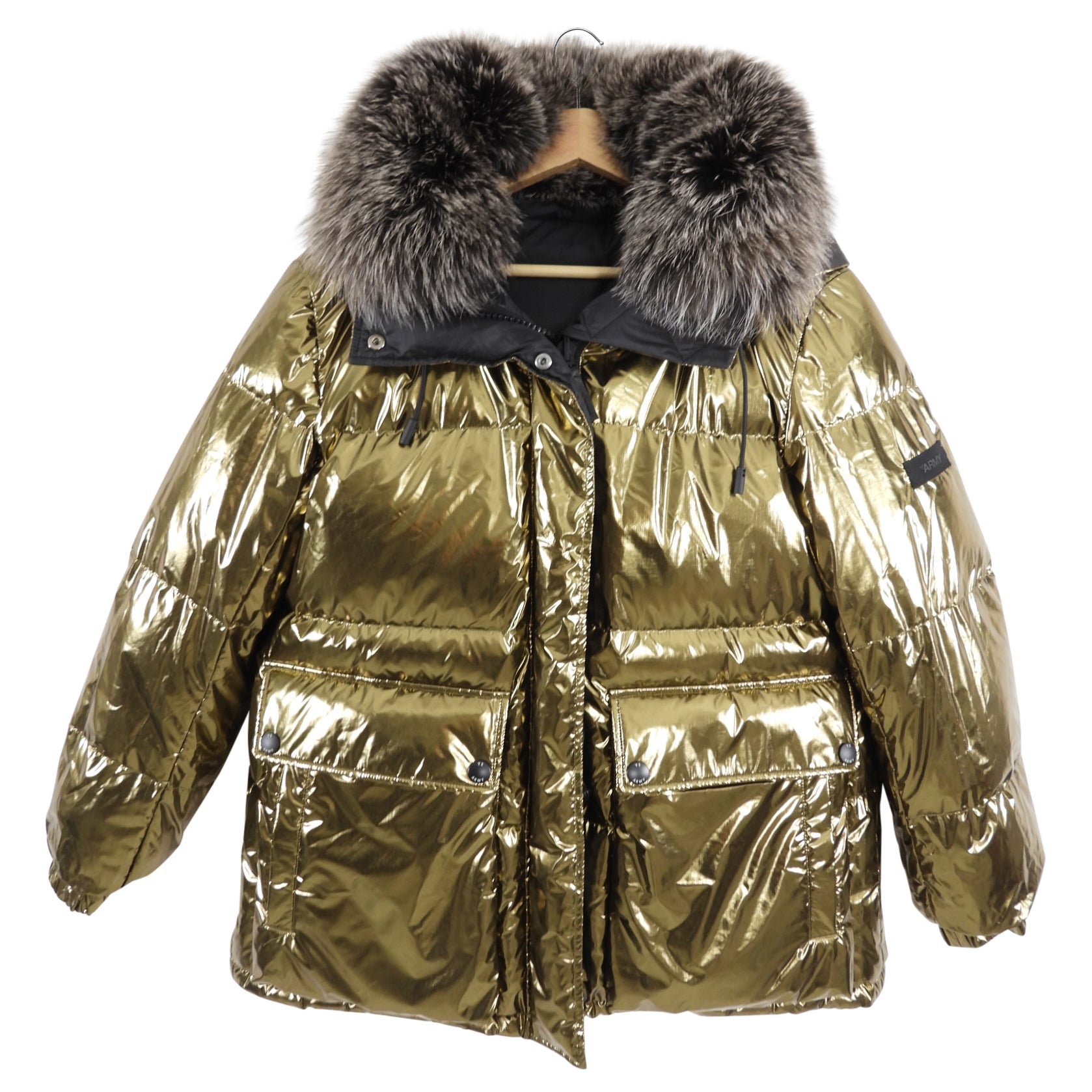 Yves Salomon Army Reversible Gold Black Metallic Parka - S / 6