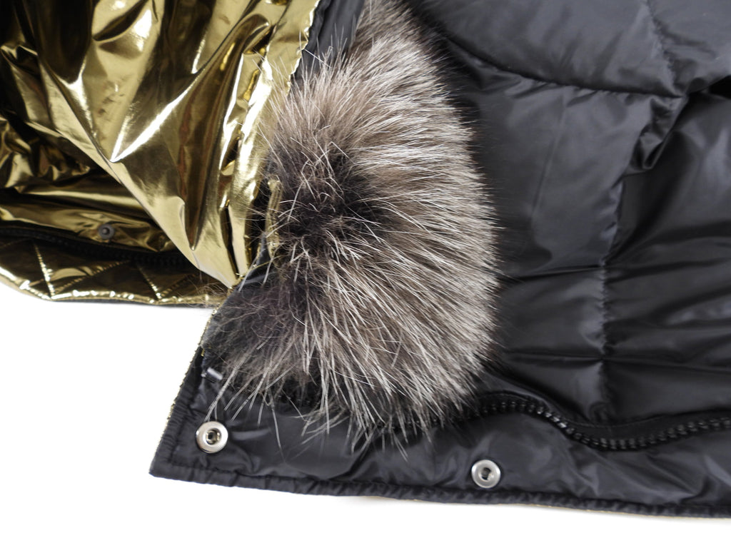 Yves Salomon Army Reversible Gold Black Metallic Parka - S / 6