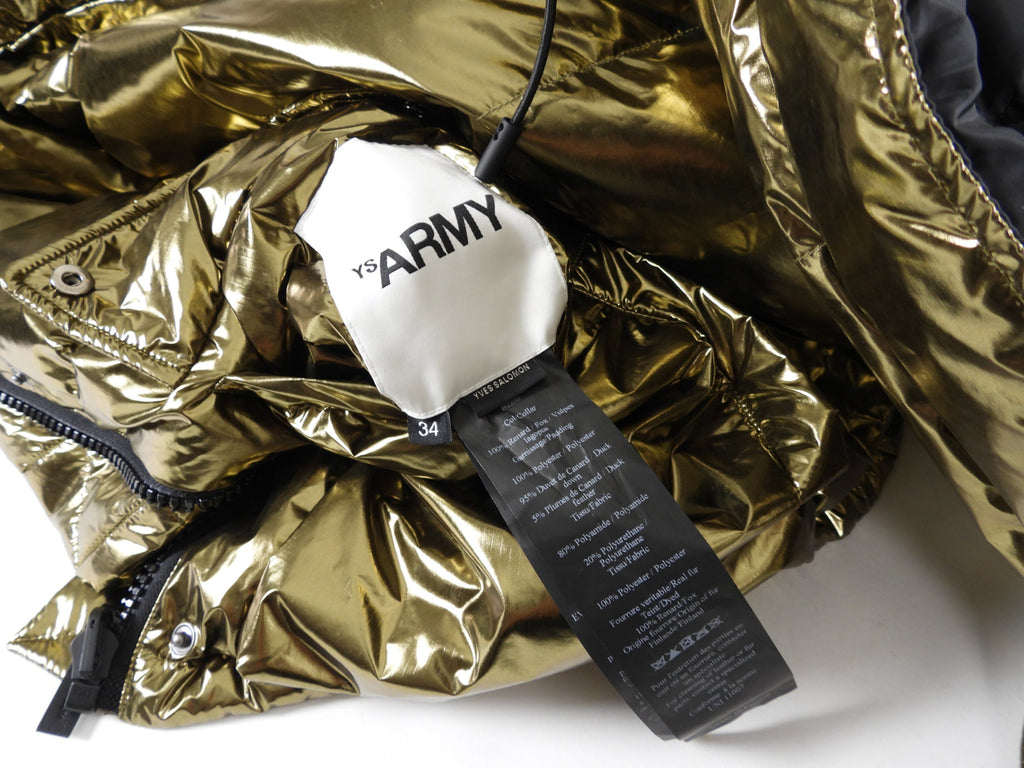 Yves Salomon Army Reversible Gold Black Metallic Parka - S / 6