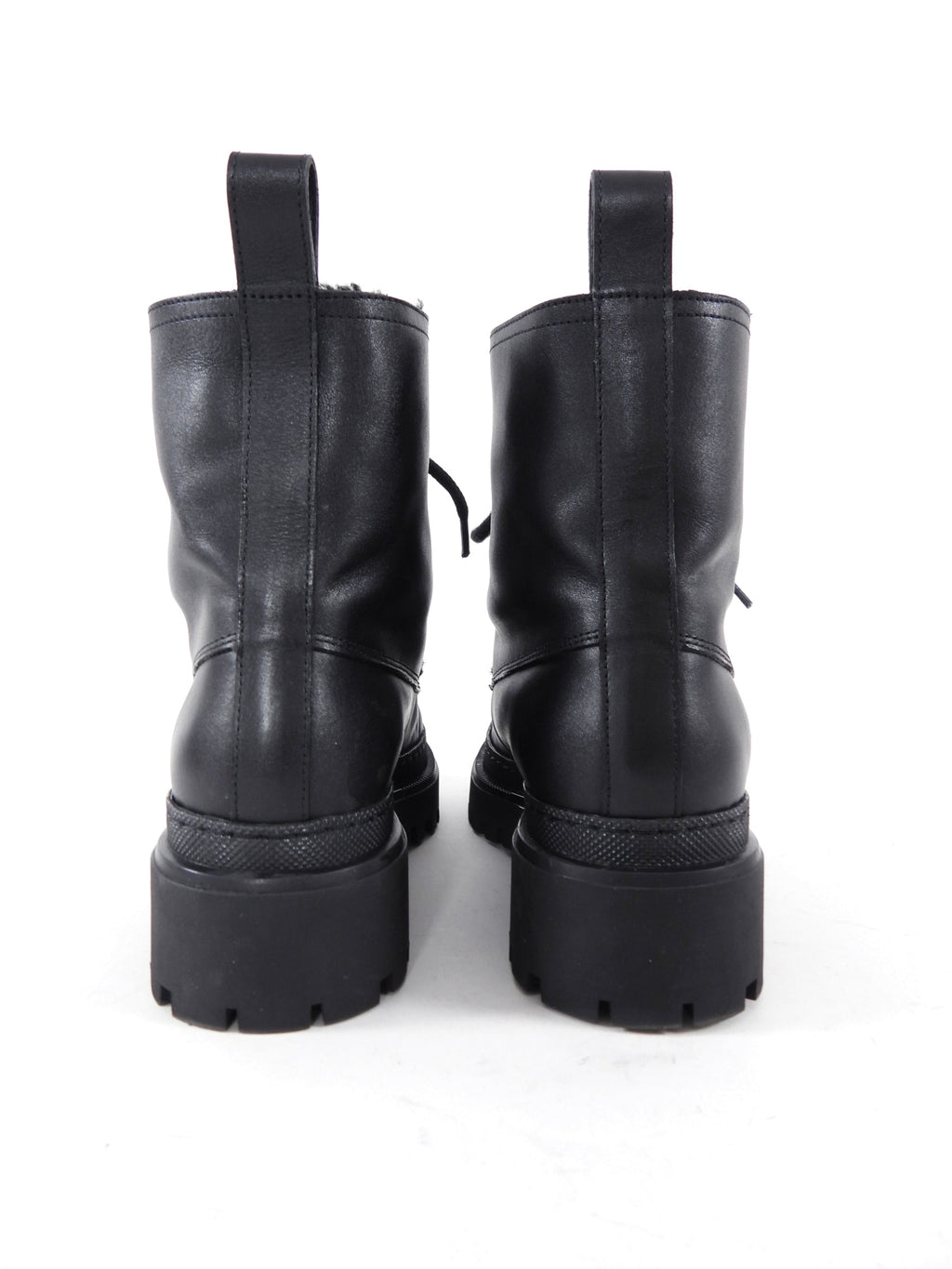 Yves Solomon Black Shearling Leather Ankle Boots - 37