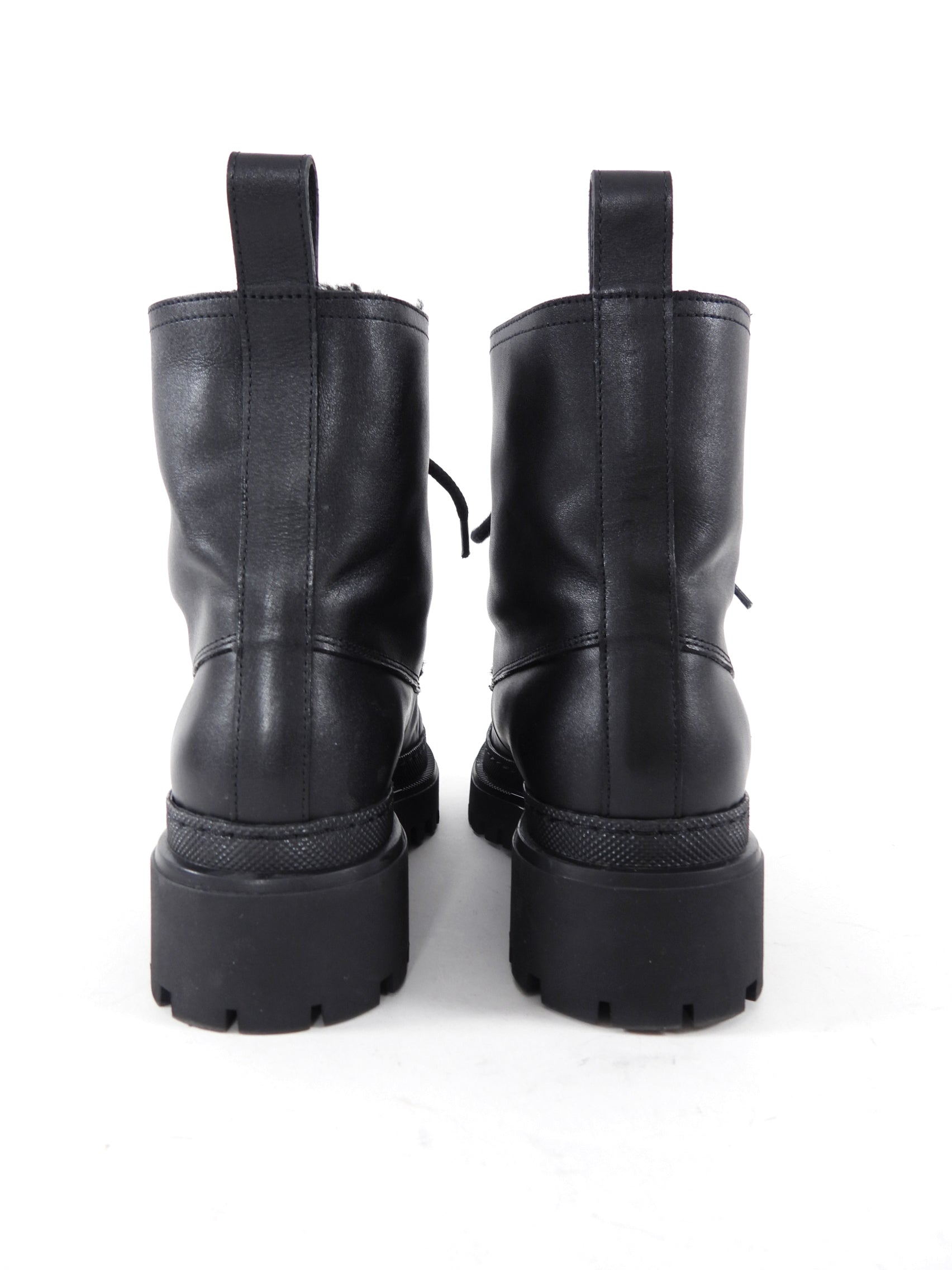 Yves Solomon Black Shearling Leather Ankle Boots - 37