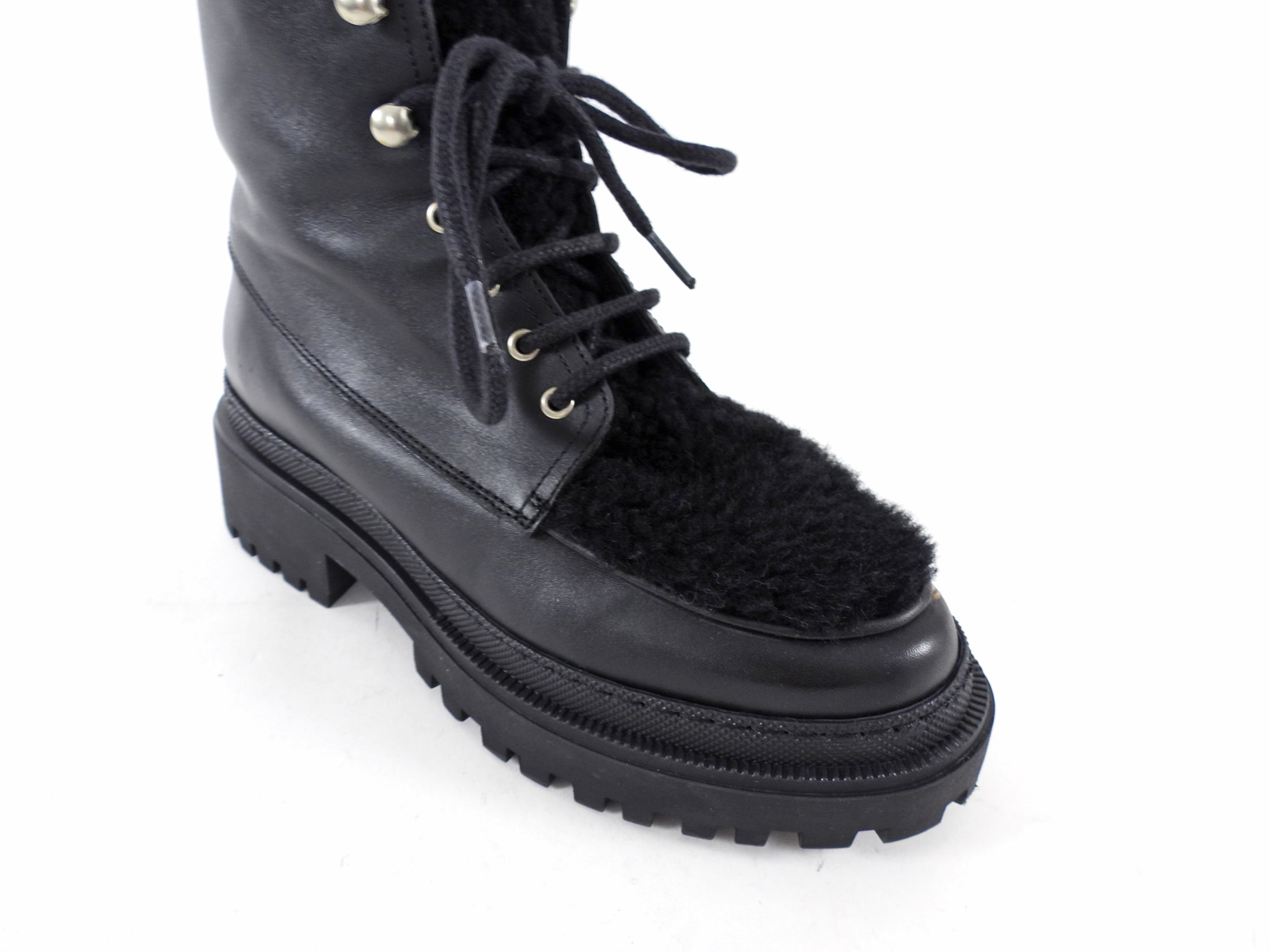 Yves Solomon Black Shearling Leather Ankle Boots - 37