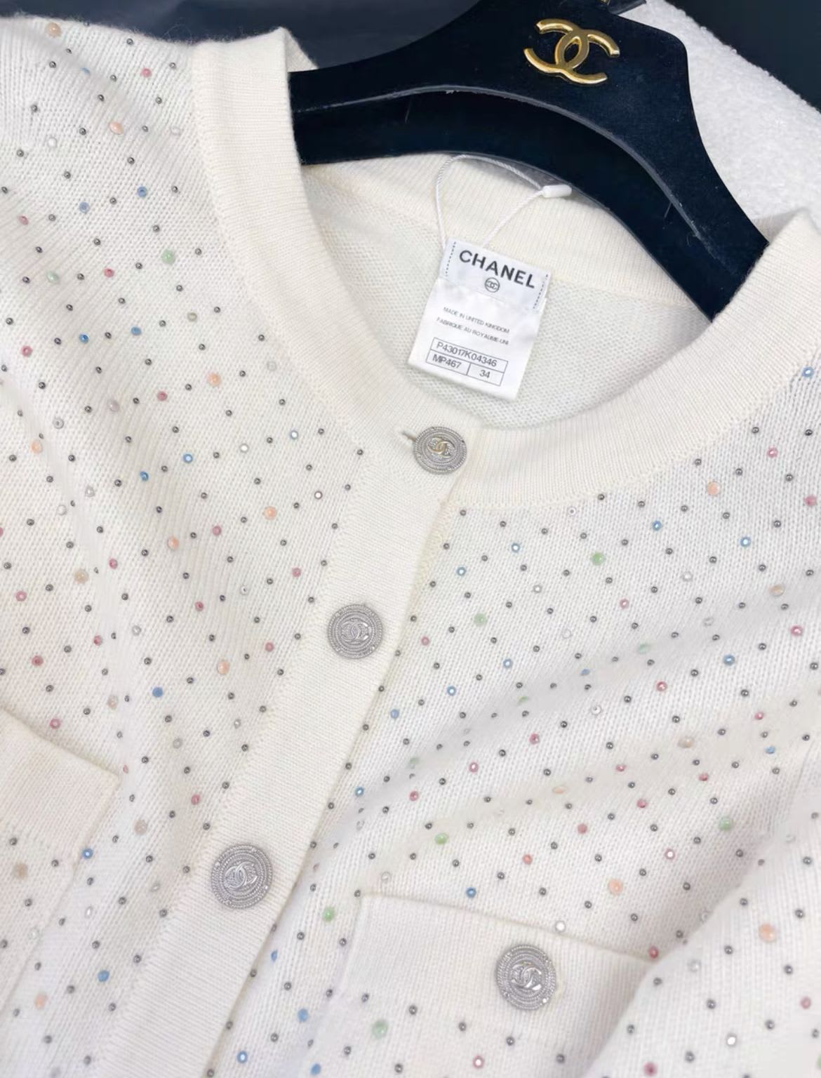Chanel off-white colorful cashmere igan