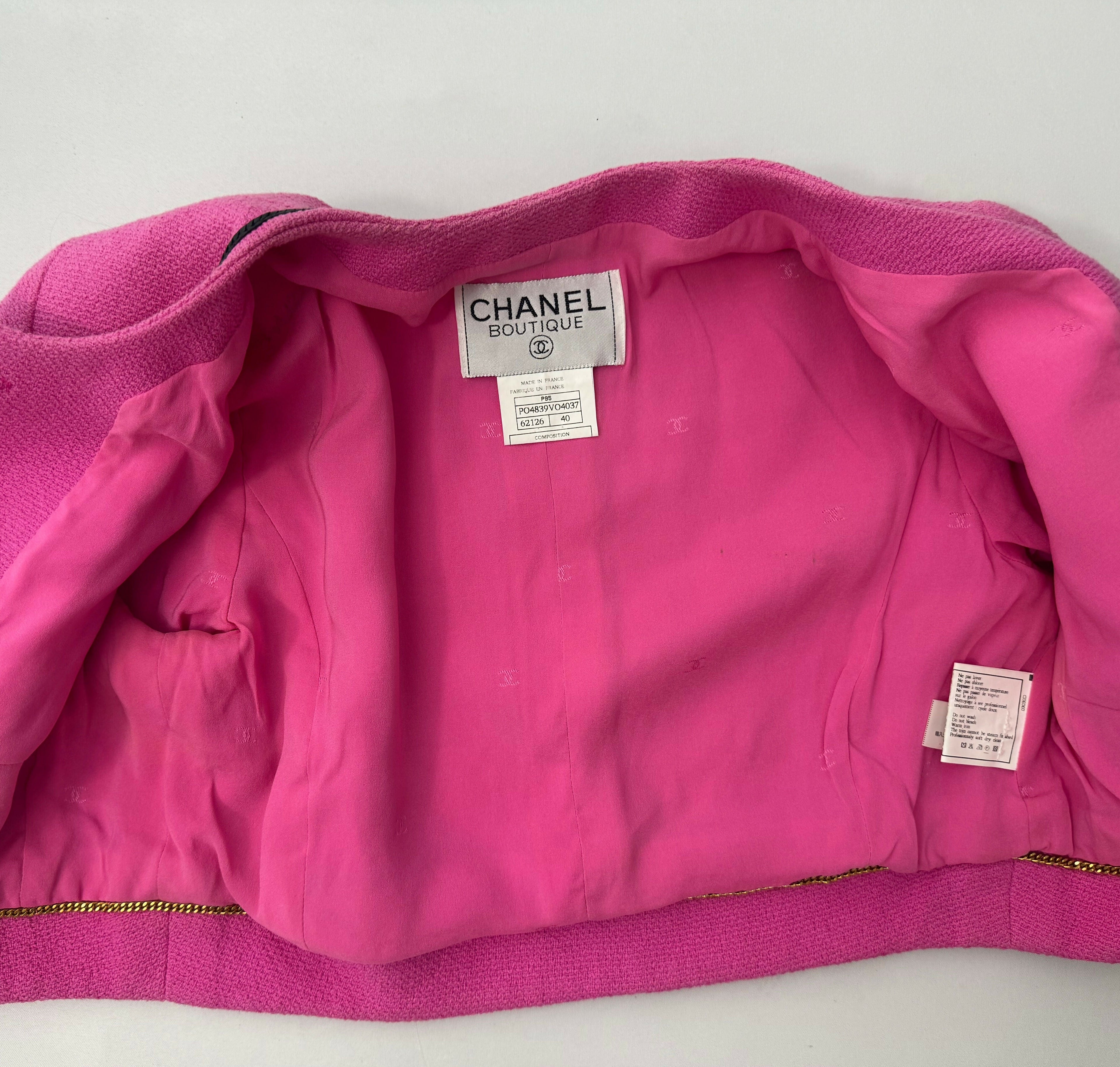 Chanel Vintage 1995 Barbie Pink Cotton Cropped Jacket
