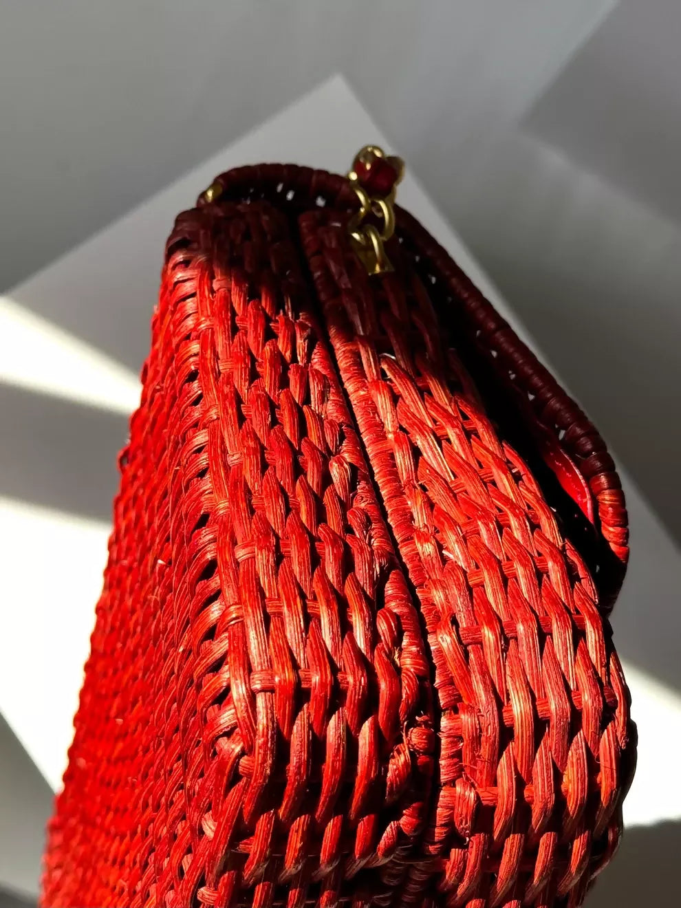 Chanel Vintage 2001 Red Wicker Shoulder Bag
