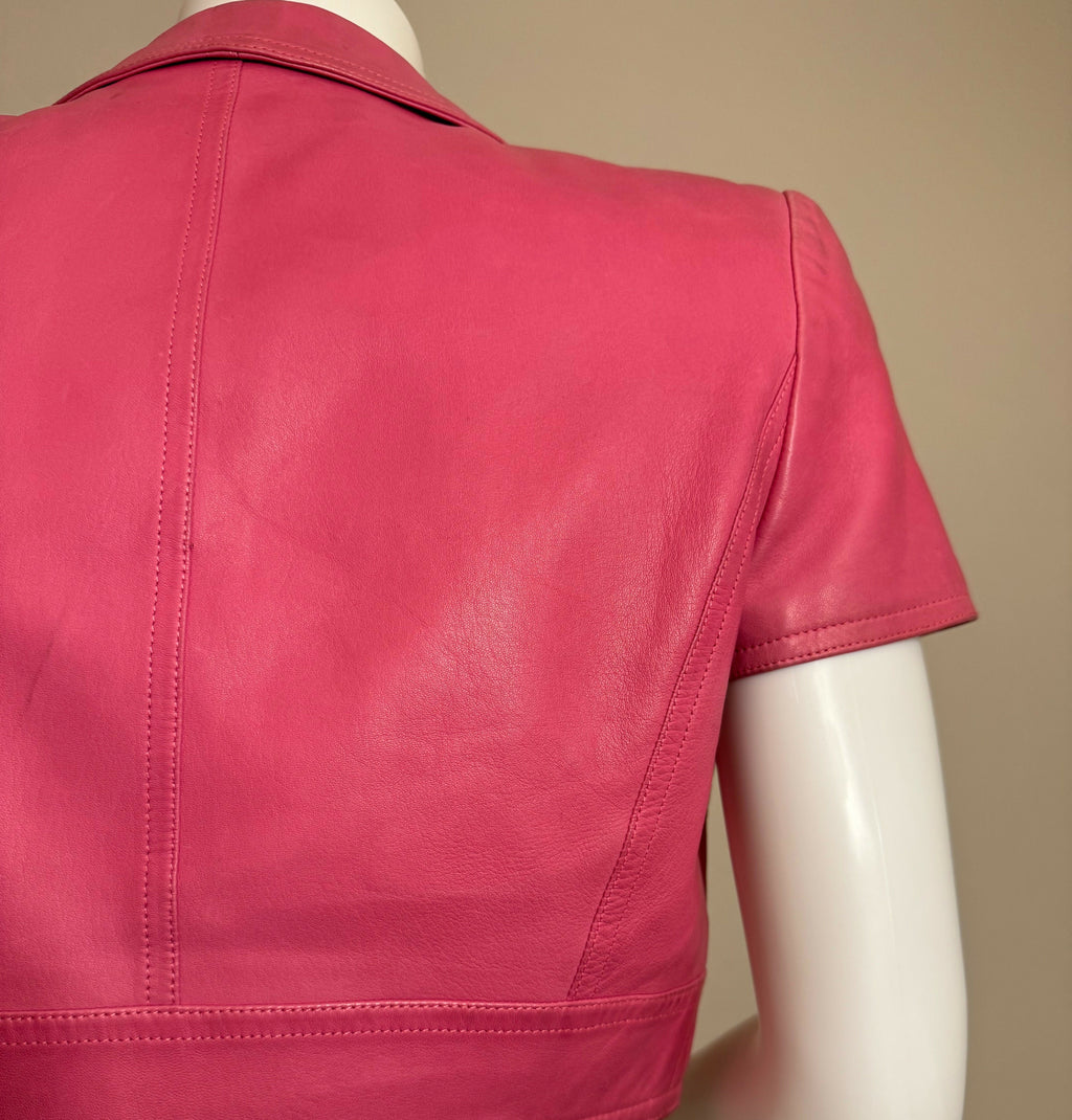 Chanel Vintage 1995 Barbie Pink Leather Cropped Jacket
