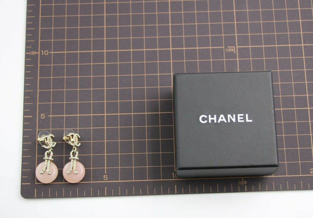 Chanel 09A Gripoix Pink Round Dangle Stud Earrings