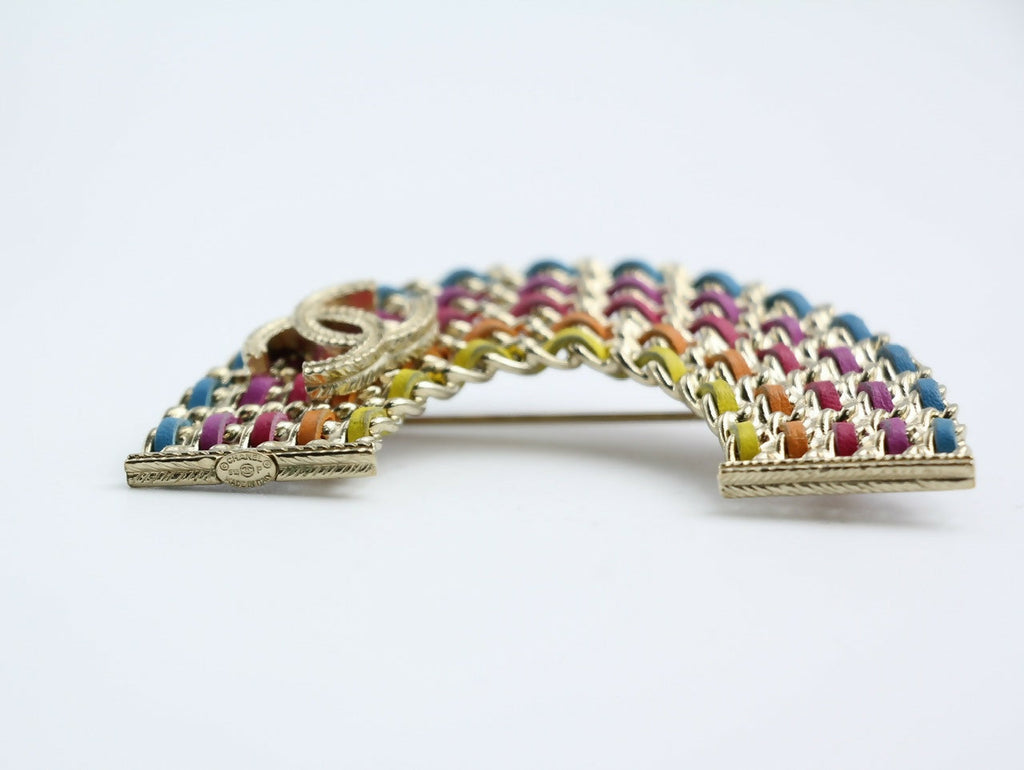 Chanel B18P Leather Rainbow Chain Brooch