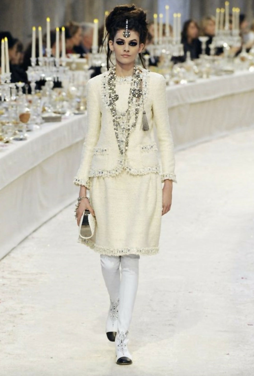 Chanel Pre-Fall 2012 Bombay Ecru Silver Embellished Tweed 12A Jacket