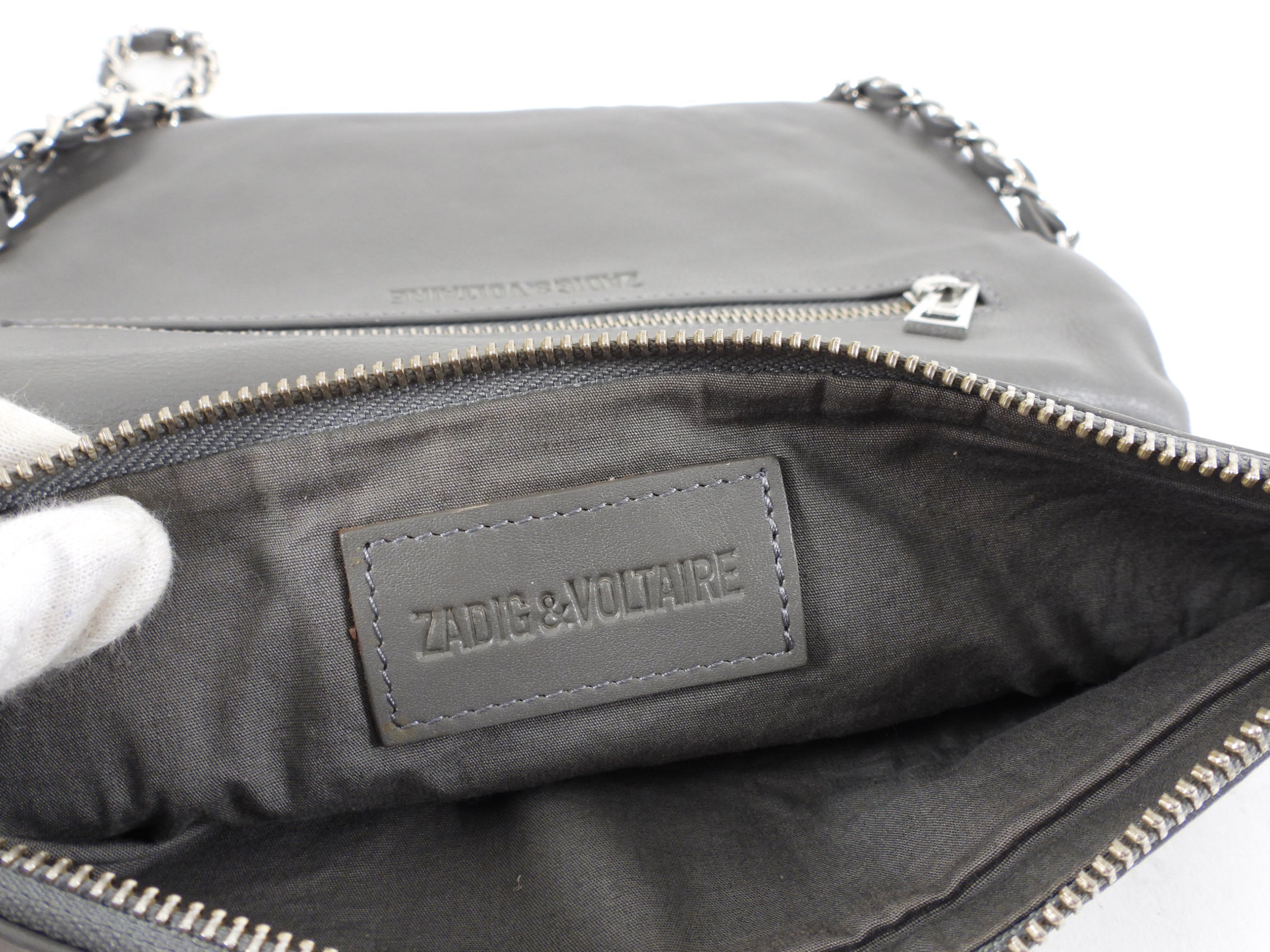 Zadig & Voltaire Grey Skull Crossbody Bag
