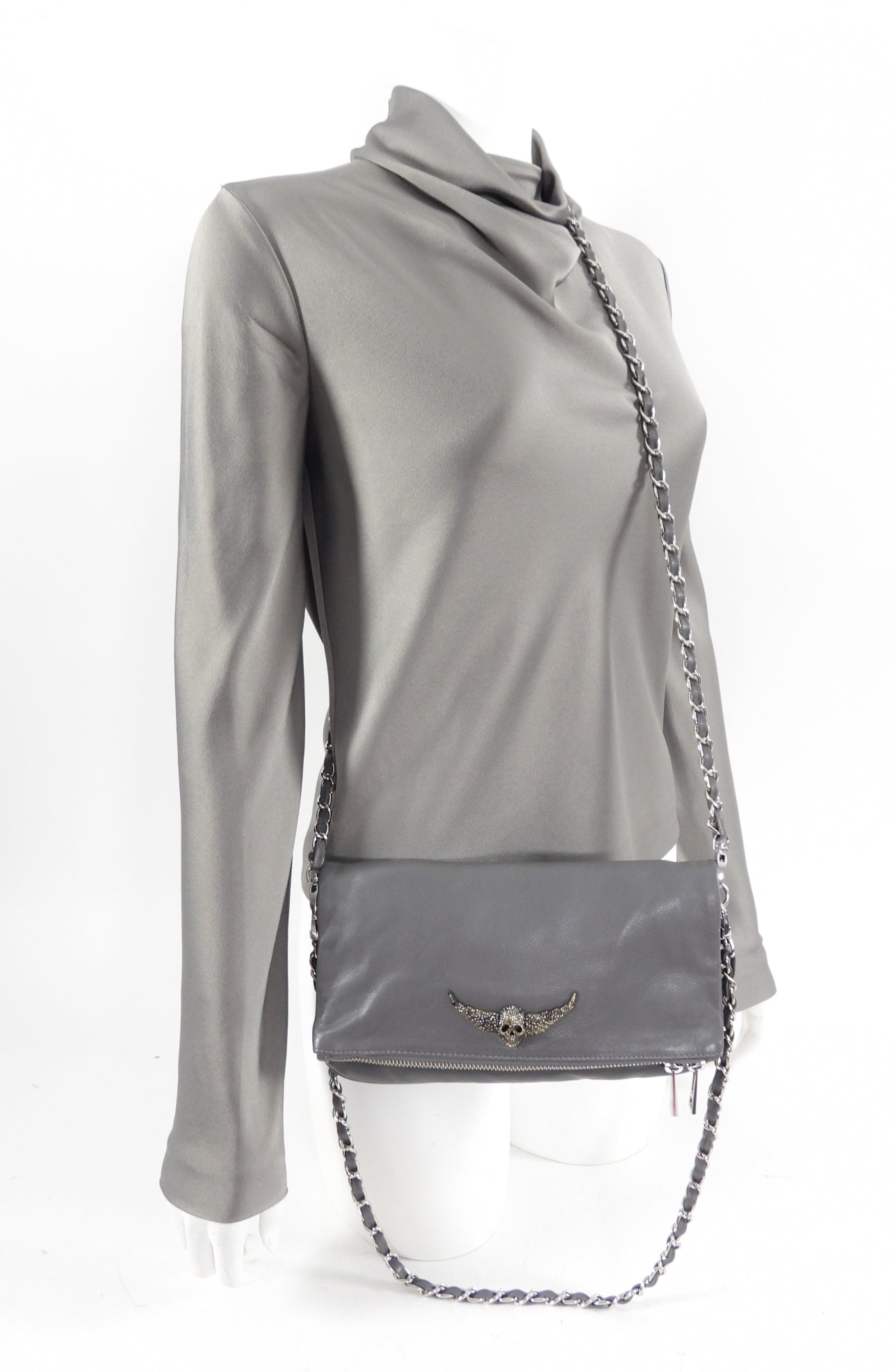 Zadig & Voltaire Grey Skull Crossbody Bag