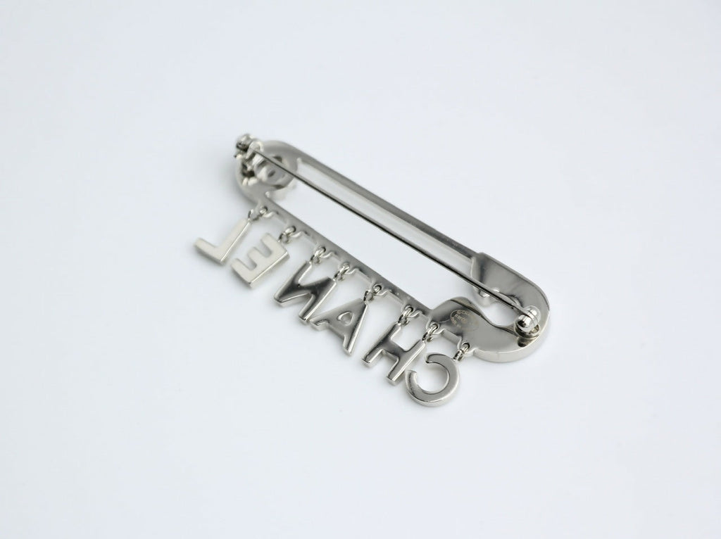 Chanel B18P Rhinestone Metal Thick ‘CHANEL’ Brooch