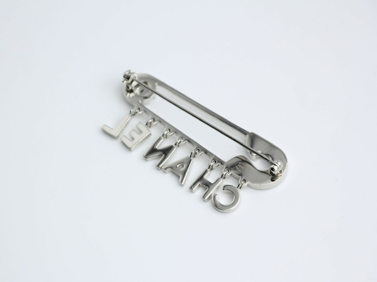 Chanel B18P Rhinestone Metal Thick ‘CHANEL’ Brooch