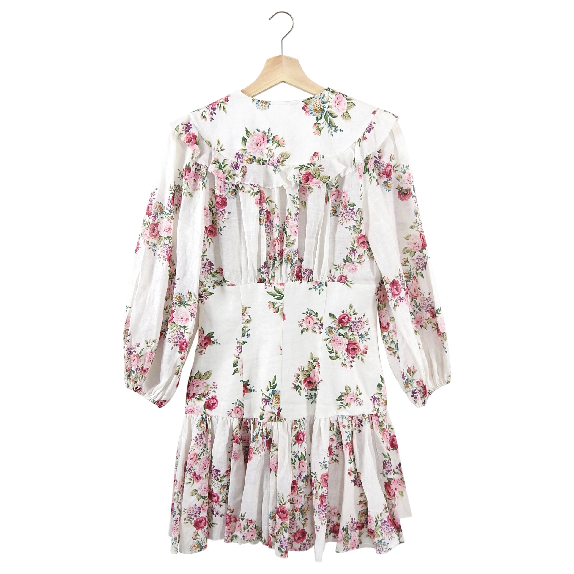 Zimmermann Honour Corset Floral Linen Ruffle Mini Dress - 6/8