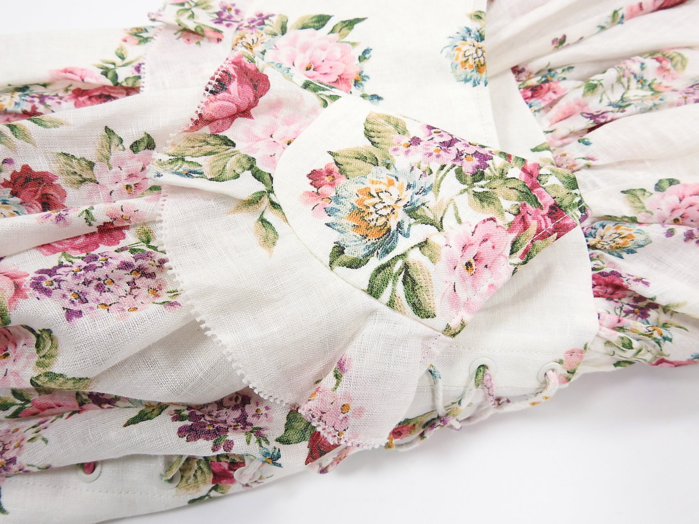 Zimmermann Honour Corset Floral Linen Ruffle Mini Dress - 6/8