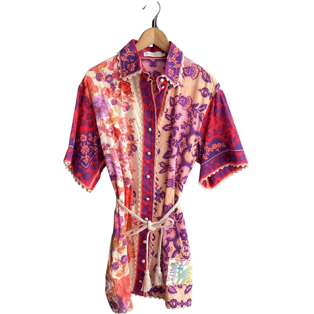 Zimmermann Pink and Purple Raie Shirt Dress - S/M