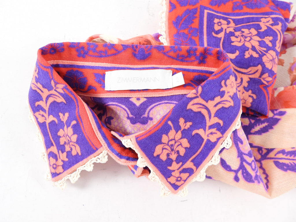 Zimmermann Pink and Purple Raie Shirt Dress - S/M