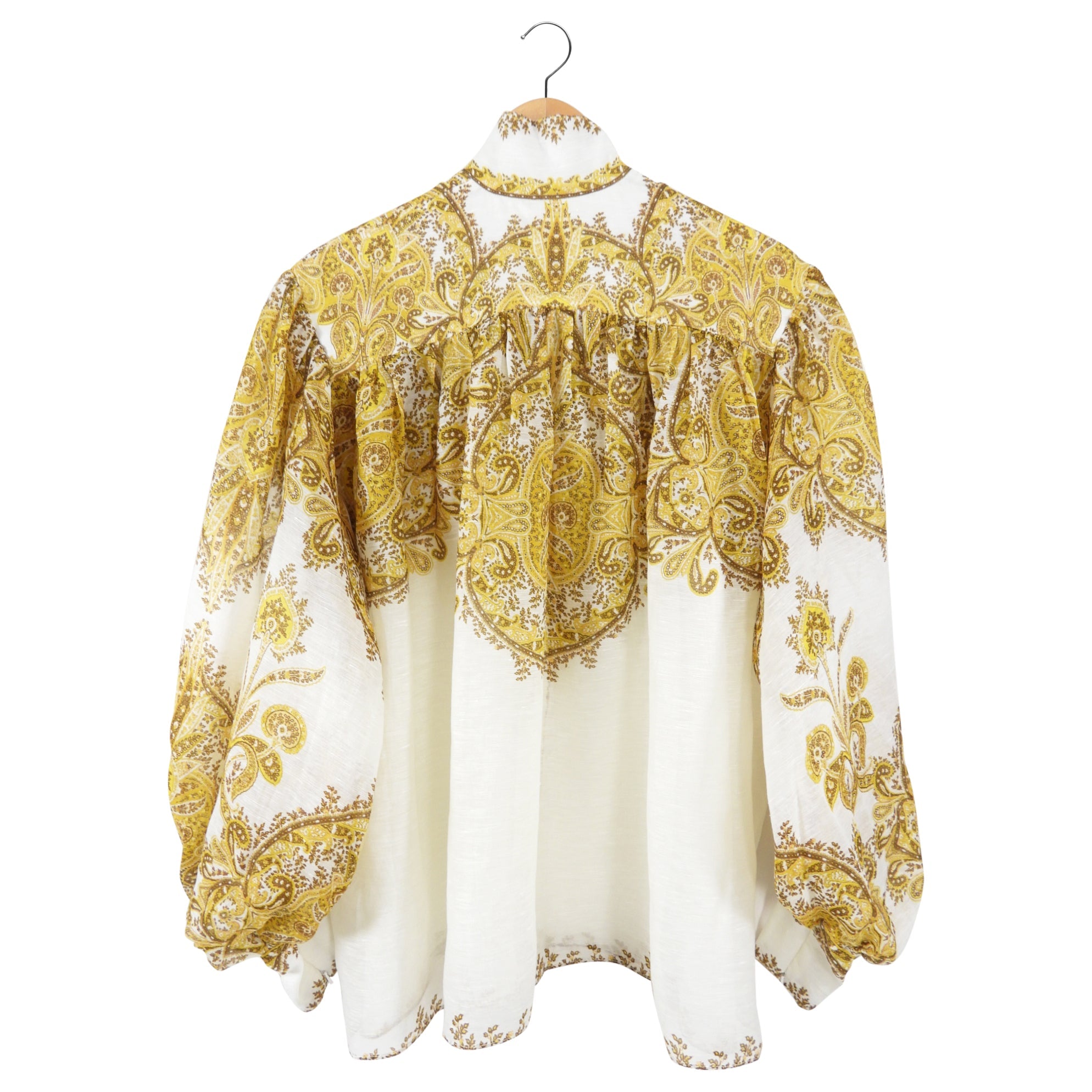 Zimmermann Yellow Paisley Zippy Billow Blouse Top - S