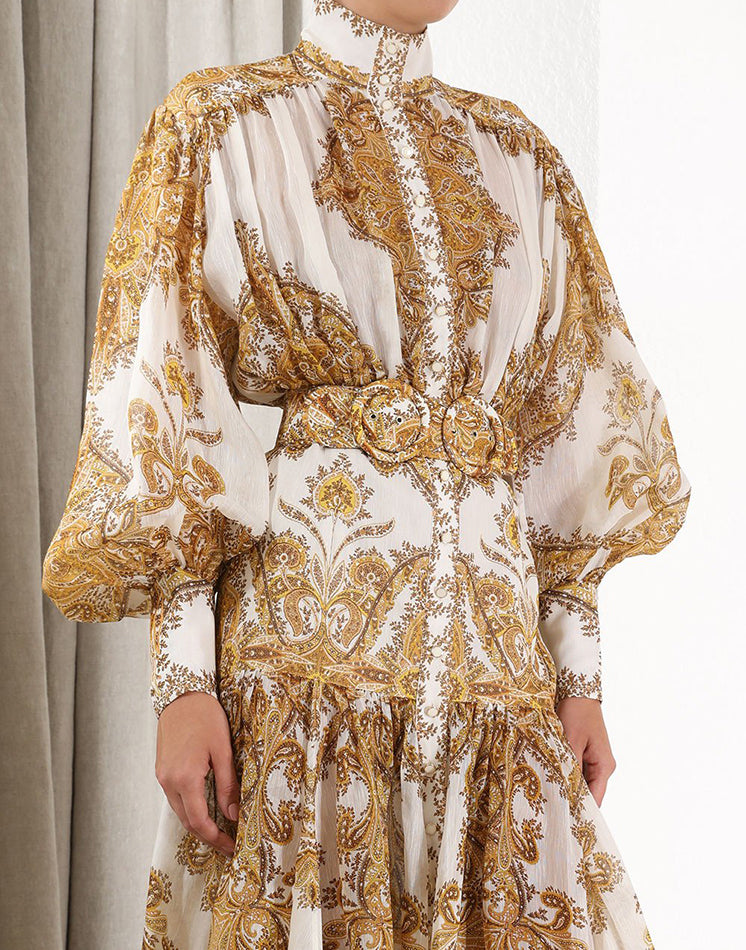 Zimmermann Yellow Paisley Zippy Billow Blouse Top - S