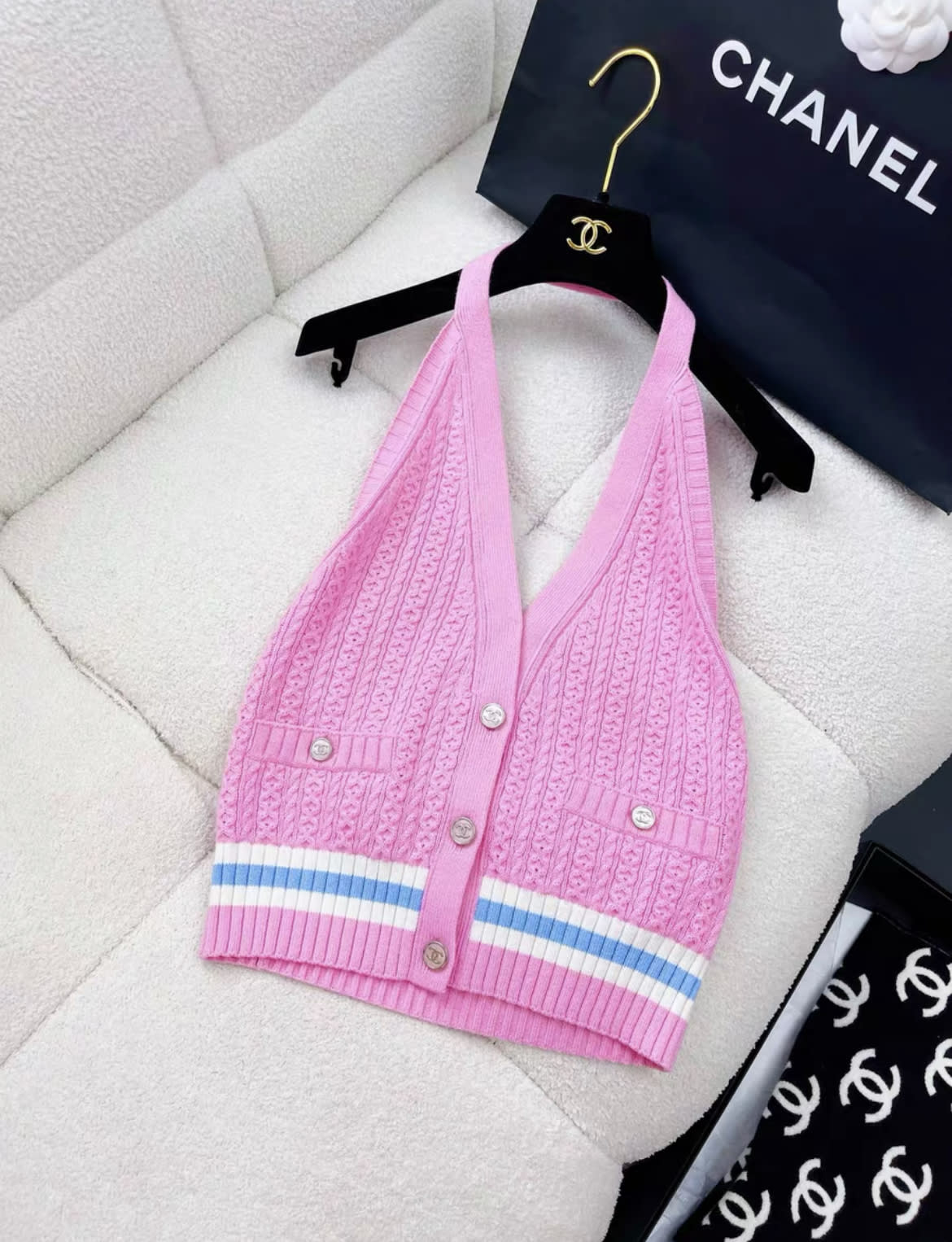 Chanel 23P pink knitted top