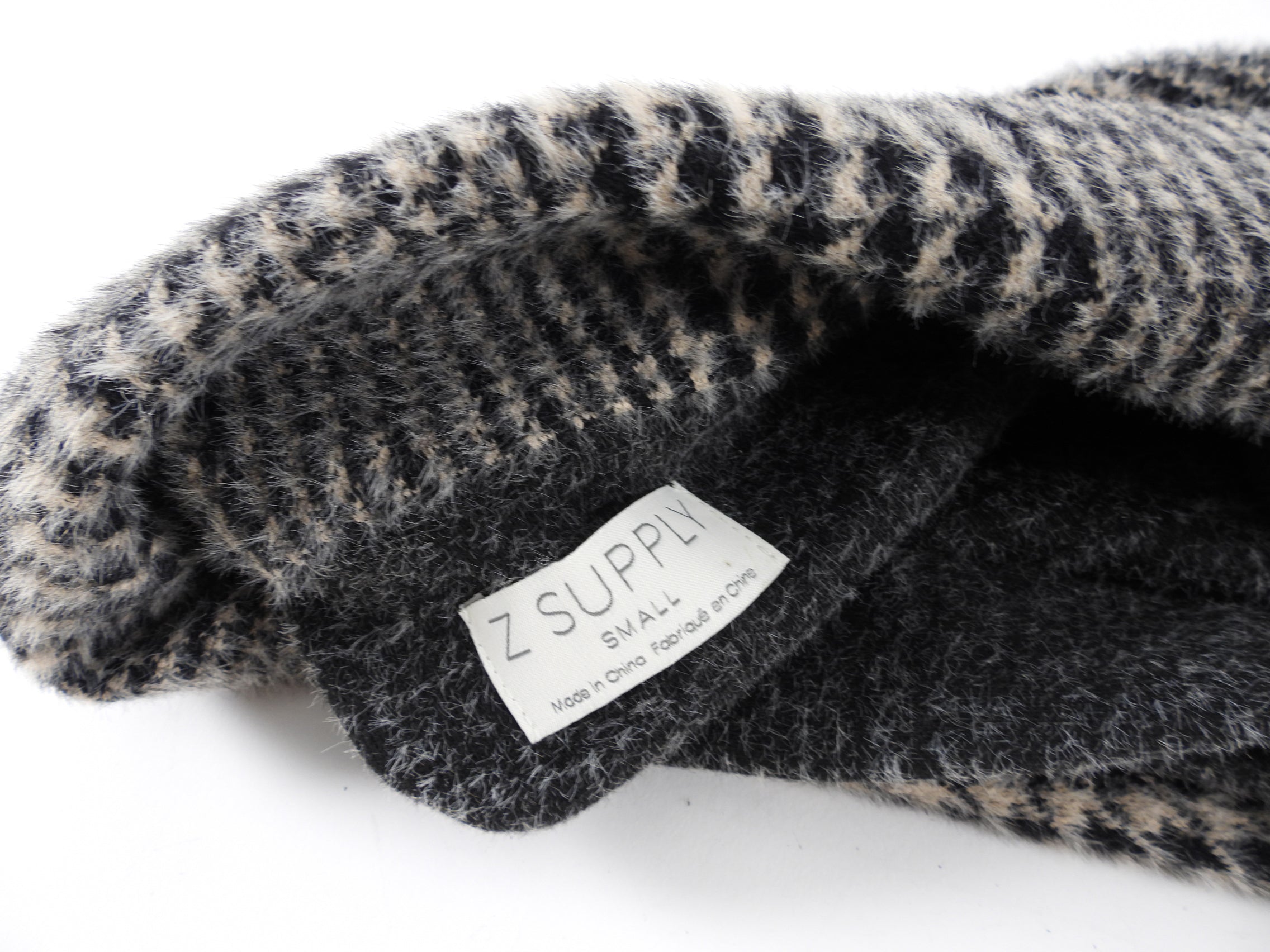 Z Supply Taupe / Black Knit Houndstooth Sweater Coat - S (4/6)