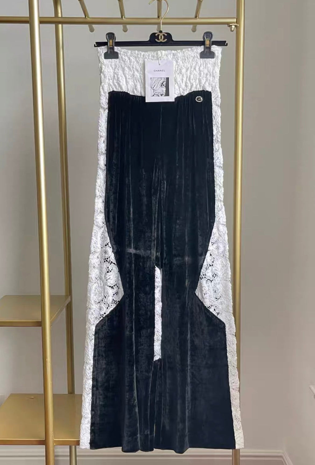 Chanel 2021 AW Velvet Wide Leg Pants fr36 elastic waist